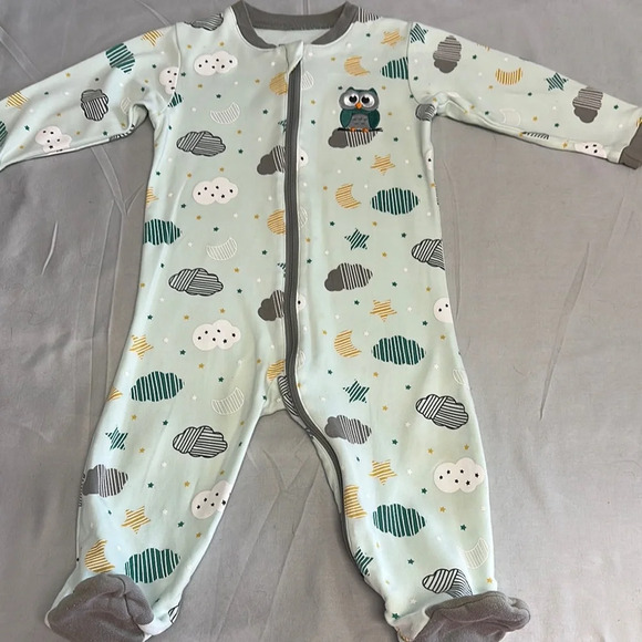 Tuffy Mint Green Baby Onesie with embroidered owl - Picture 3 of 3